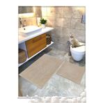 Cotton Crafty Pamuk Dokuma Su Emici Banyo Paspas Seti, Banyo Halısı Vera 2 Li Set 60x100 - 60x50 BEJ