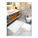 Cotton Crafty Pamuk Dokuma, Su Emici, Banyo Paspas Seti, Banyo Halısı Vera 2'li Klozet Takım 60x100-60x50 BEYAZ