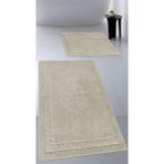 Cotton Crafty Pamuk Dokuma Su Emici Banyo Paspas Seti, Banyo Halısı, Victoria 2 Li Klozet Takım 60X100 - 60X50 - Bej