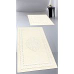 Cotton Crafty Pamuk Dokuma Su Emici Banyo Paspas Seti, Banyo Halısı, Victoria 2 Li Klozet Takım 60X100 - 60X50 - Krem