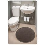 Cotton Crafty Pamuk Dokuma Su Emici Banyo Paspası, Banyo Halısı Düz, Yuvarlak 60 X 60 Cm Kahve