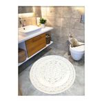 Cotton Crafty Pamuk Dokuma Su Emici Banyo Paspası, Banyo Halısı ROYAL 120 x 120 CM KREM