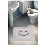 Cotton Crafty Pamuk Dokuma Su Emici Banyo Paspası, Banyo Halısı smiley 60 x 50 cm