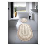Cotton Crafty Pamuk El Tafting Su Emici Banyo Paspas Seti, Banyo Halısı Cottonway 2 Li Set 60x100 - 60x50 BEJ