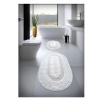 Cotton Crafty Pamuk El Tafting Su Emici Banyo Paspas Seti, Banyo Halısı Cottonway 2 Li Set 60x100 - 60x50 EKRU