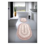Cotton Crafty Pamuk El Tafting Su Emici Banyo Paspas Seti, Banyo Halısı Cottonway 2 Li Set 60x100 - 60x50 PUDRA