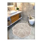 Cotton Crafty Pamuk Tafting Su Emici Banyo Paspası, Banyo Halısı LOTUS 100 x 100 CM BEJ