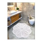 Cotton Crafty Pamuk Tafting Su Emici Banyo Paspası, Banyo Halısı LOTUS 100x100 CM EKRU