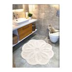 Cotton Crafty Pamuk Tafting Su Emici Banyo Paspası, Banyo Halısı LOTUS 100x100 CM KREM