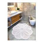 Cotton Crafty Pamuk Tafting Su Emici Banyo Paspası, Banyo Halısı LOTUS 120 x 120 CM EKRU
