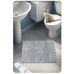 Cotton Crafty Pamuk Tafting Su Emici Banyo Paspası, Banyo Halısı Makarna 60x50 Cm GRİ