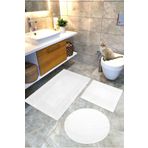 Cotton Crafty Pamuklu Dokuma Su Emici Banyo Paspas Seti, Banyo Halısı, VERA,3 lü Klozet Takım 60x100-60x50-60x60cm