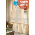 Cotton Maison Krem Renkli Bohem French Stil Fırfırlı Fon Perde Pamuk 260 cm Uzunluk - 85 x 260 cm