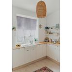 Cotton Maison Naturel Potlu Ekose Tül Perde Retro, 100 x 200, 4463, Gri