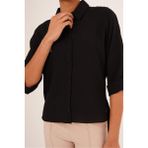 Cotton Mood 23133339 Ön Kısa Arka Uzun Düğme Detaylı Kapri Kol Gömlek Siyah