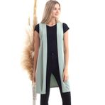 Cotton Mood Azra Pervazlı Uzun Kolsuz Ceket Cagla Yesıl 20342974