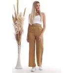 Cotton Mood Keten Çizgi Desenli Cepli Pantolon Hardal 20333459
