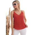 Cotton Mood Kobe Puantiye Desenli Ip Askılı Bluz Kıremıt 20333453