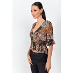 Cotton Mood Krinkle Desenli Arkası Gipeli Kolu Fırfırlı Topik Hardal-vızon 9363031