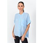 Cotton Mood Vual Tek Cepli Hakim Yaka Yarasa Kol Gömlek Mavı 9363033