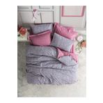 Cottonbox%100 Pamuk Tek Kişilik Nevresim Takımı - Gül Kurusu & Mavi Minimal Çiçek Desenli Nevresim Seti Hardal 100 X 200