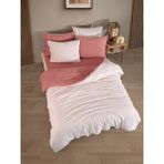 Cottonest Çizgili Nevresim Takımı Tek & Çift Kişilik – Yumuşak Dokulu, Modern Tasarım, Çok Renkli - Kiremit - 200 x 220 cm