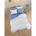 Cottonest Çizgili Nevresim Takımı Tek & Çift Kişilik – Yumuşak Dokulu, Modern Tasarım, Çok Renkli - Mavi - 160 x 200 cm