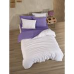 Cottonest Çizgili Nevresim Takımı Tek & Çift Kişilik – Yumuşak Dokulu, Modern Tasarım, Çok Renkli - Mor - 160 x 220 cm
