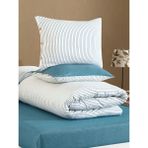 Cottonest Çizgili Nevresim Takımı Tek & Çift Kişilik – Yumuşak Dokulu, Modern Tasarım, Çok Renkli - Petrol - 160 x 220 cm