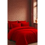 Cottonest Lux Premium Çizgili %80 Pamuk Nevresim Takımı – Çift Kişilik Kırmızı