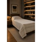 Cottonest Tek Kişilik Saçak Detaylı Pike 160x220 cm | Dekoratif Yatak Örtüsü ve Koltuk Şalı