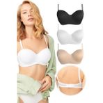 Cottonhill Balenli Toparlayıcı Dolgusuz Straplez Sütyen 3'lü Paket - 85B - Renkli