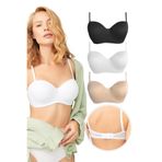Cottonhill Balenli Toparlayıcı Straplez Lotus Sütyen, Dolgusuz, Çok Renkli, 95B
