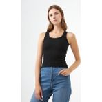 Cottonhill Beauty Cottonhill Siyah Pamuklu Kadın Atlet Fitilli Tasarım ve Nefes Alabilir Özellikler ile