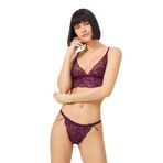 Cottonhill Kadın Dantelli Bralet Sütyen Takımı, Balensiz, Mor, 85 Beden