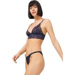 COTTONHILL Kadın Lacivert Dantelli Bralet Sütyen Takımı, 2 Parça