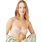 Cottonhill Krem Çiçek Desenli Ayarlanabilir Lastikli Kadın Bralet Sütyen