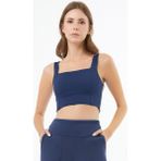 Cottonhill Lacivert Crop Top Büstiyer Kare Yaka %90 Polyester Spor Kullanıma Uygun XL