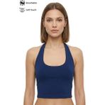 Cottonhill Lacivert Viskon Halter Yaka Sırt Dekolteli Kadın Crop Atlet