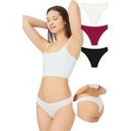 Cottonhill Pamuklu Basic Kadın Brezilya Külot 3'lü Paket - 1 - 2XL - Renkli
