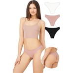 Cottonhill Pamuklu Basic Kadın Brezilya Külot 3'lü Paket - 4 - 2XL - Renkli