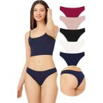 Cottonhill Pamuklu Basic Kadın Brezilya Külot 5'li Paket - 2XL - Renkli