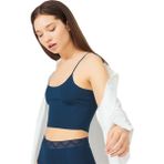 Cottonhill Petrol Yeşili Ayarlanabilir Ince Askılı Lazer Kesim Kadın Crop Büstiyer - XL