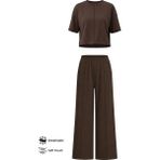Cottonhill Premium - Sway Collection | Kahverengi Modal Nervür Dikiş Detay Kadın Eşofman Takımı