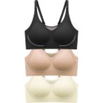 Cottonhill Seamless Bra - Avena | Lazer Kesim Balensiz Çizgi Dokulu Tül Detaylı Kadın Sütyen 3'lü Paket-2 - 75B - 001-Renkli