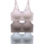 Cottonhill Seamless Bra - Avena | Lazer Kesim Balensiz Çizgi Dokulu Tül Detaylı Kadın Sütyen 3'lü Paket - 80B - 635-Renkli