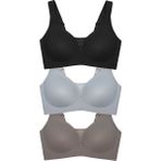 Cottonhill Seamless Bra - Balance | Lazer Kesim Taşlı Dikişsiz Toparlayıcı Büyük Beden Kadın Sütyen 3lü Paket-2 - Siyah - Kahverengi - 90C