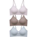 Cottonhill Seamless Bra - Elune | Lazer Kesim Balensiz Dekolte Taş Detaylı Dikişsiz Kadın Sütyen 3'lü Paket - 85B - 635-Renkli