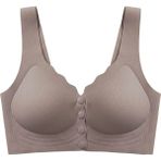 Cottonhill Seamless Bra - Feel | Kahverengi Lazer Kesim Çizgi Detaylı Önü Açılabilir Dikişsiz Kadın Sütyen - 80B
