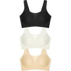 Cottonhill Seamless Bra - Forme | Lazer Kesim Dikişsiz Toparlayıcı Büyük Tüllü Beden Kadın Sütyen 3'lü Paket - 90C - Siyah - Ten